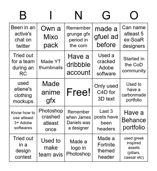 GFX Bingo Card