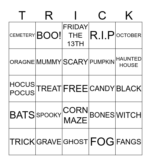 TRICK OR TREAT BINGO Card