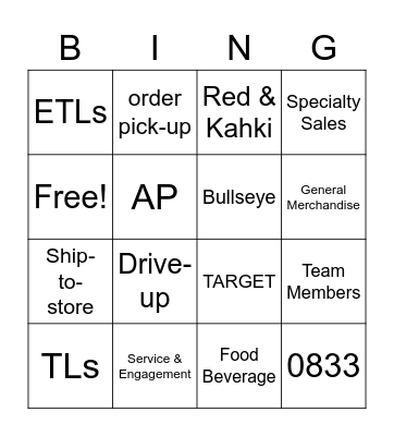 TARGET BINGO! Bingo Card