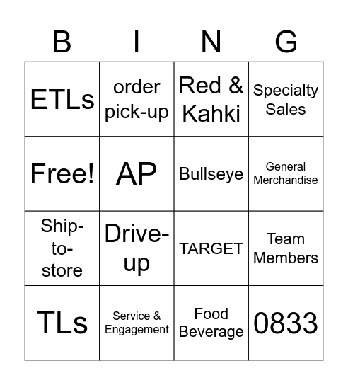 TARGET BINGO! Bingo Card