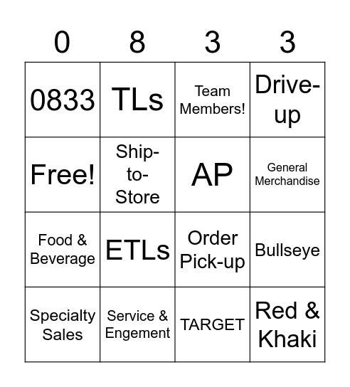 Target Bingo Card