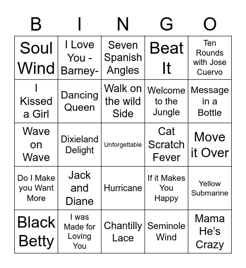 Music Bingo 10 Bingo Card