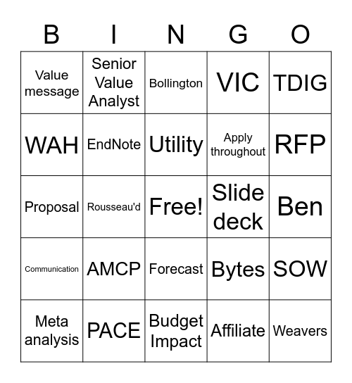 PROVE BINGO round 2 Bingo Card