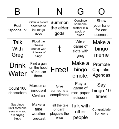Ritual Bingo No.1 Bingo Card