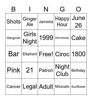 Happy 21st Birthday Misha Bingo Card
