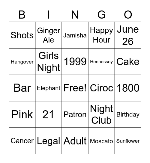 Happy 21st Birthday Misha Bingo Card