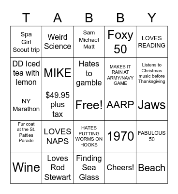 TABITHA Bingo Card