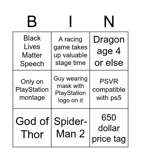 Untitled Bingo Card