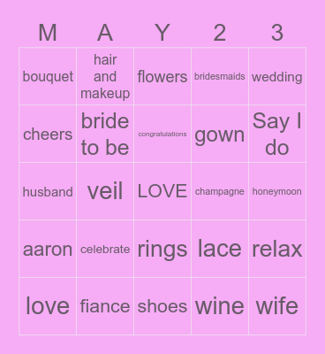 Rachel's Bach Bingo Card