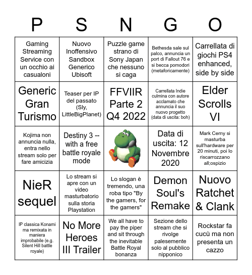 PS5 Conference Bingo Card