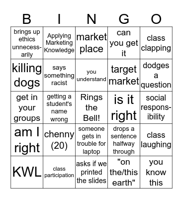 Marketing Bingo Card
