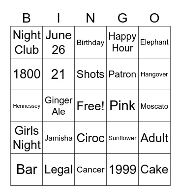 Happy 21st Birthday Misha Bingo Card
