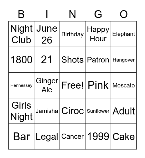 Happy 21st Birthday Misha Bingo Card