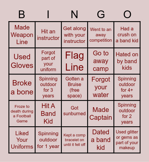 Guard Bingo (Outdoor Edition) Bingo Card