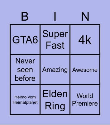 PS5 Bingo Card