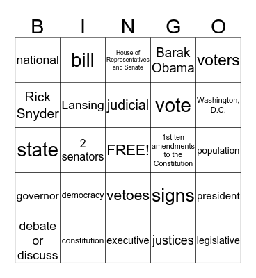 Government Bingo Card