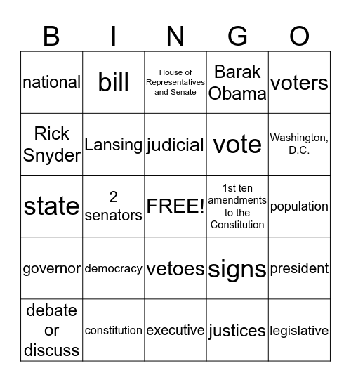 Government Bingo Card