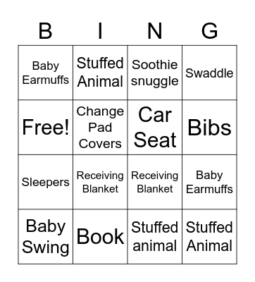 Vanstarkenbaby Shower Bingo Card