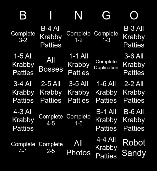 Bfbb gba  Bingo Card