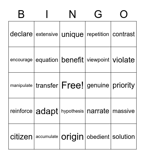 6th Grade Bingo #2 Bingo Card