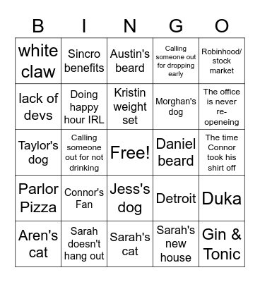 Austin Bingo Card