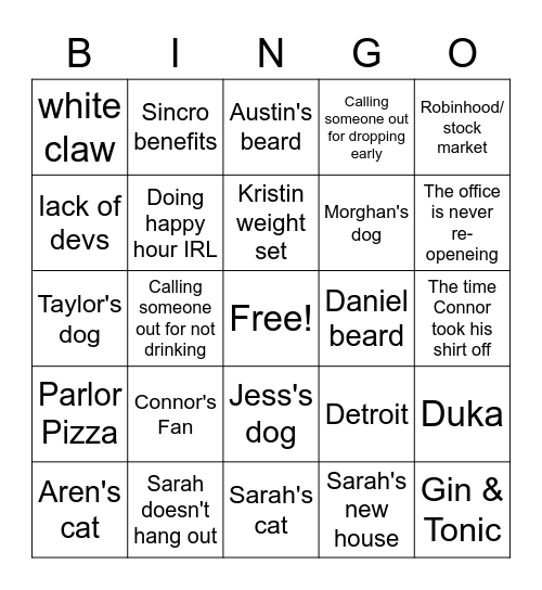 Austin Bingo Card