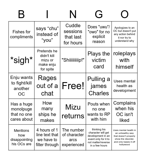 The Honk Board Bingo Card