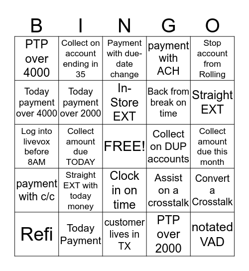 Conns Bingo Card