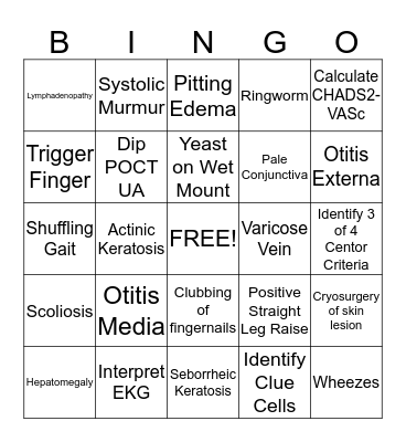 Family Medicine Bingo Card