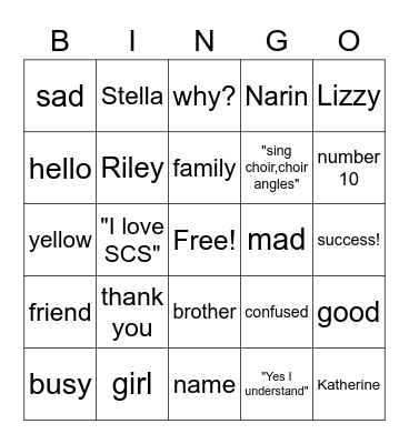 ASL BINGO FUN! Bingo Card
