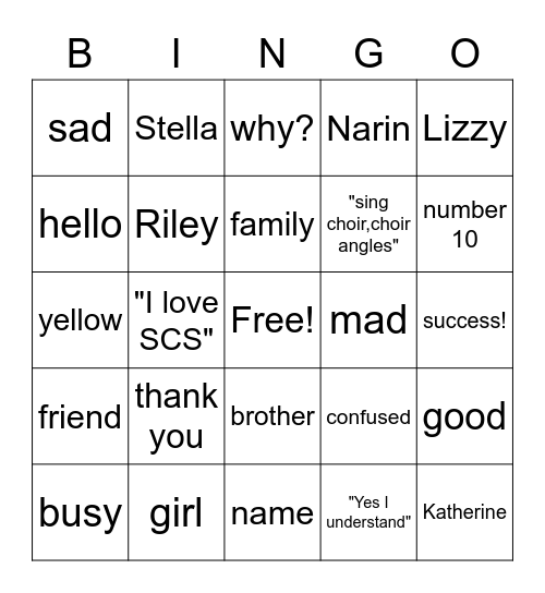 ASL BINGO FUN! Bingo Card