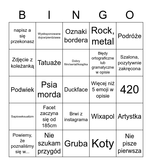 szevcu Bingo Card