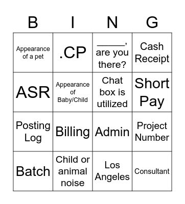 Business Office Call Bingo Card