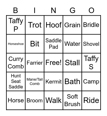 SMWC Equine Bingo Card