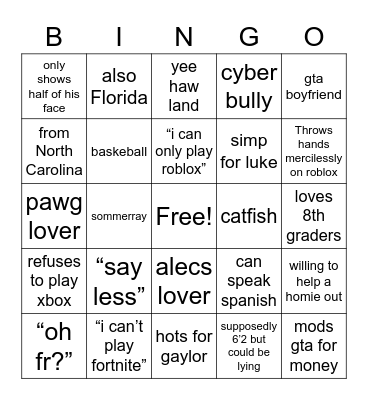 Steven’s Bingo Card