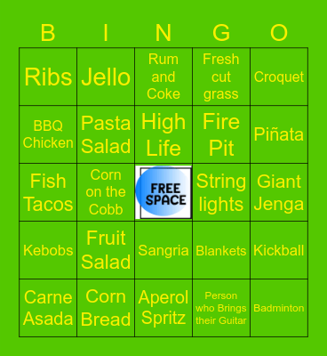 BACKYARD BBQ PARTY Bingo Card