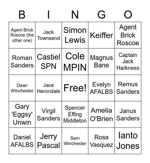 Raven's BINGO Card