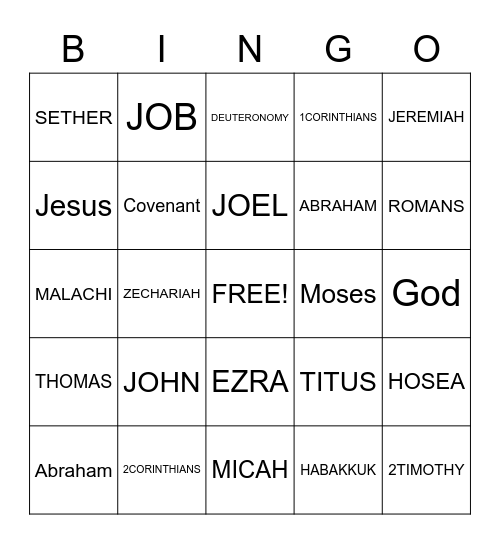 BIBLE Bingo Card