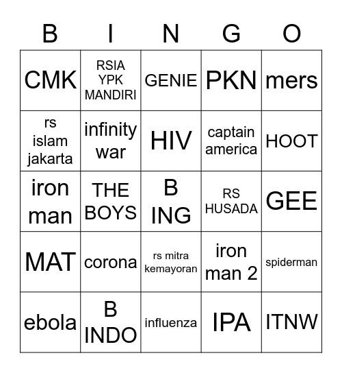 BINGO TAMVAN Bingo Card