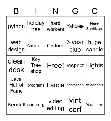 B124 Bingo Card