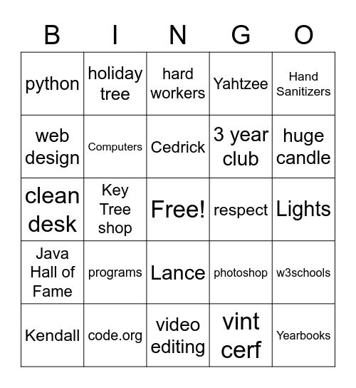 B124 Bingo Card