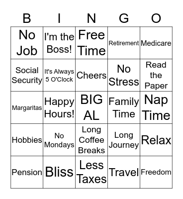 Retirement Bingo! Bingo Card