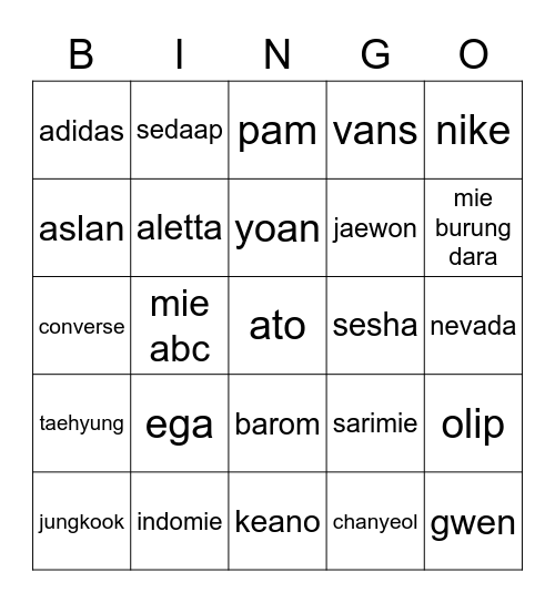 Untitled Bingo Card