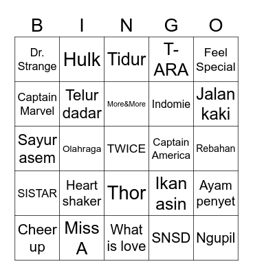 Sonchaengx's bingo Card