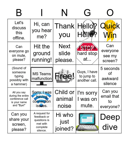 ESM Conference Call Bingo Card