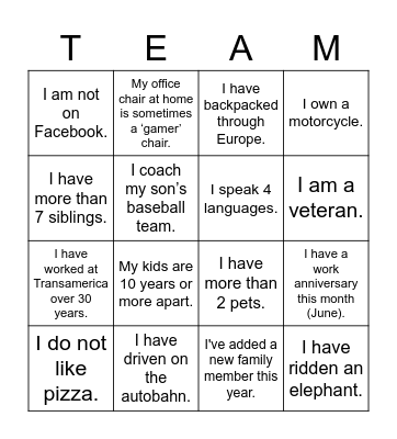 Find Someone Who? Bingo Card