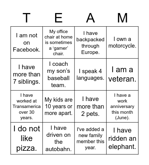 Find Someone Who? Bingo Card