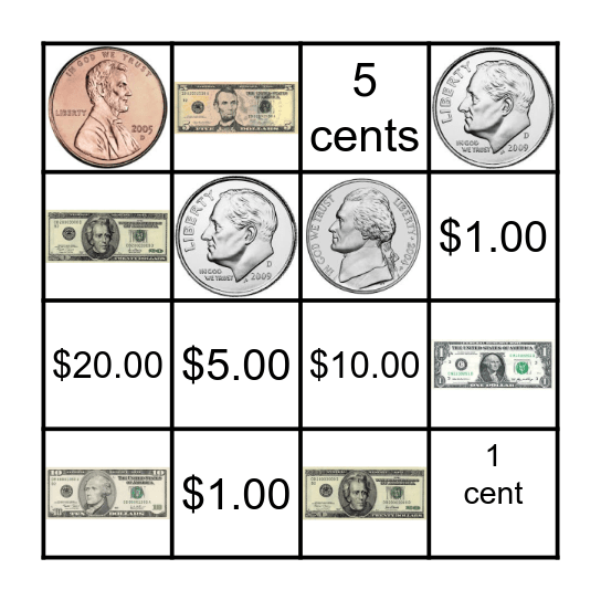 Money Bingo! Bingo Card