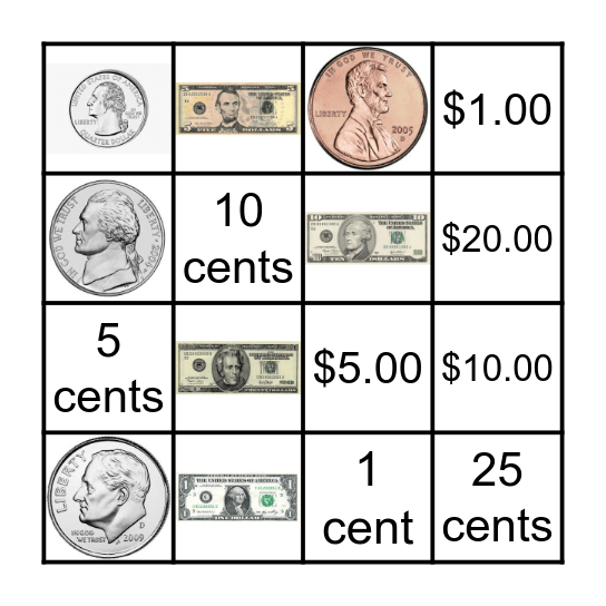 Money Bingo! Bingo Card