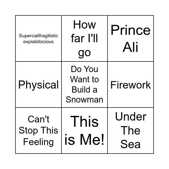 Brownies Music Bingo Card